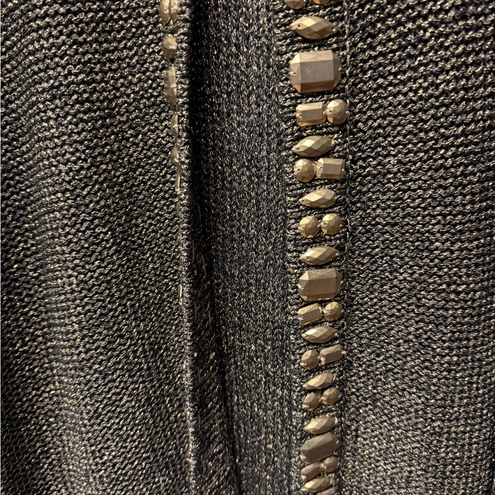 Ruby Rd. Shimmering‎ Gray Cardigan with Gold Accents - Picture 7 of 16